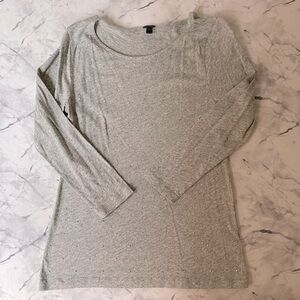 J. Crew Grey with Rose Gold Stud Cropped Sleeve Shirt L